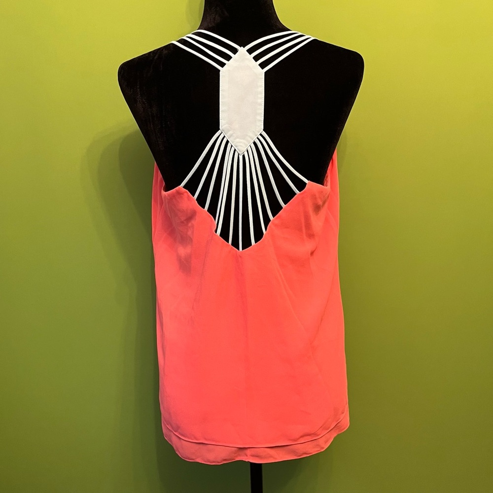Umgee orange and mint layered strappy tank top, size large